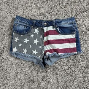 Karma Shorts Womans 12 Cut Off Distressed Y2K Festival Coquette Patriotic USA